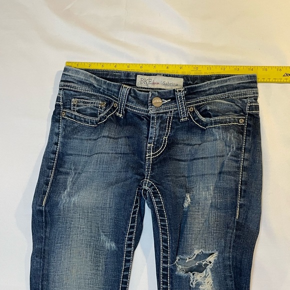 BKE Sabrina Flare Distressed Women's Jeans, 25x33 1/2, Multiple Rips Distress - Picture 8 of 14